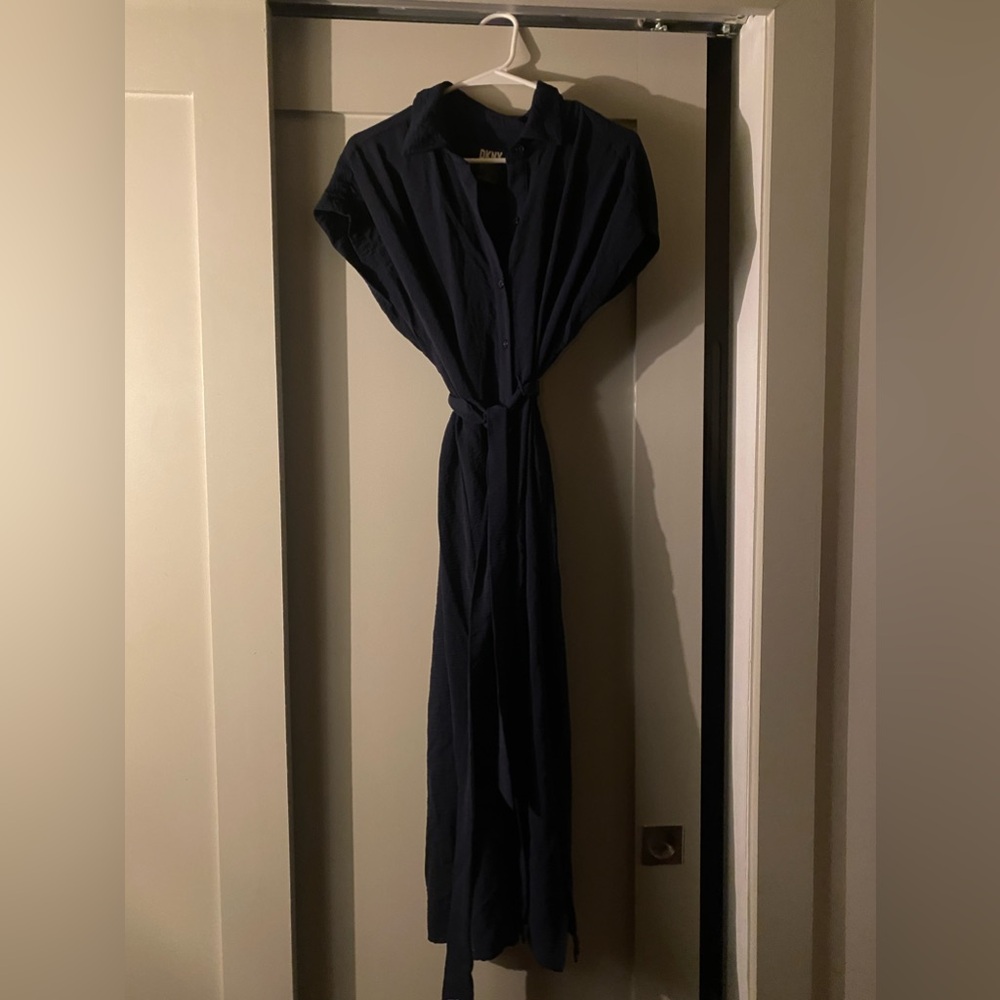 Navy button up dress